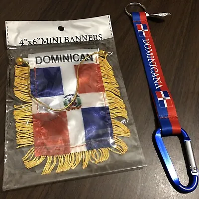 DOMINICAN REPUBLIC MINI BANNER FLAG 4x6 GREAT FOR CAR & Key Chain #3 • $9.99