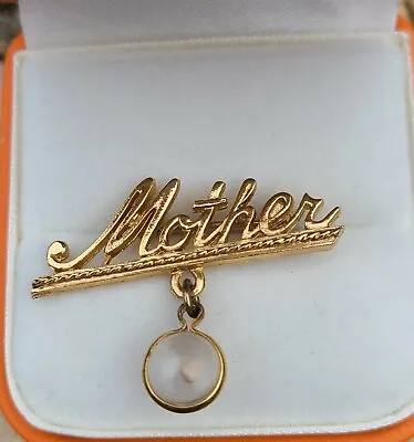 Vintage Goldtone Mother Brooch Pin With Dangle Mustard Seed Matthew 17:20 • $15.99