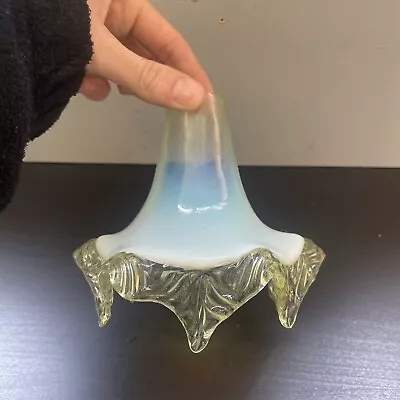 Antique Vaseline Glass Lamp Shade Part Uranium Glass Light Shade  • $87.12