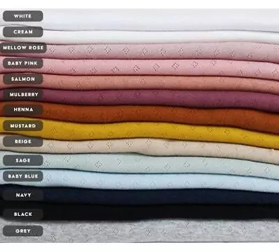 Fine 100% Cotton Jersey Knit With Diamond Openwork/ Pointelle Fabric. X 1/2 M. • £6.15