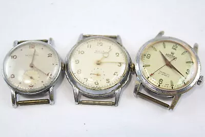 £31 • Buy Men's Vintage WRISTWATCH HEADS Roamer Marvin Hand Wind Working X 3