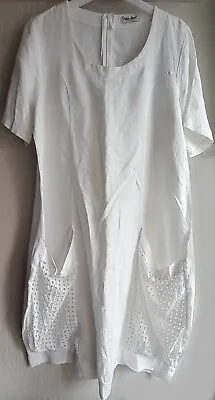 Eden Rock Made In Italy White 100% Cotton Summer Dress Holiday Vgc Free P&p  • £25