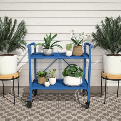 $110.50 • Buy Easy To Move Outdoor And Indoor Folding Serving Cart , Blue