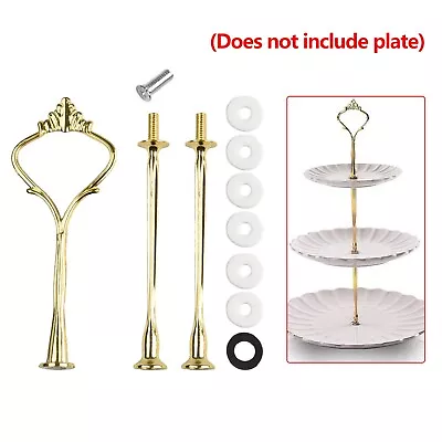 2/3 Tier Cake Plate Stand Handle Fittings Silver Golden For Tea Shop Room Hotel • $19.78