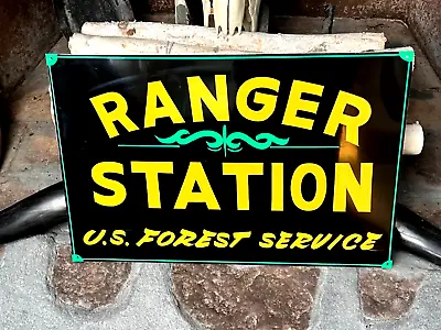 Vintage U.S Forest RANGER STATION Park Service Forestry Painted Fire SIGN Camp • $55
