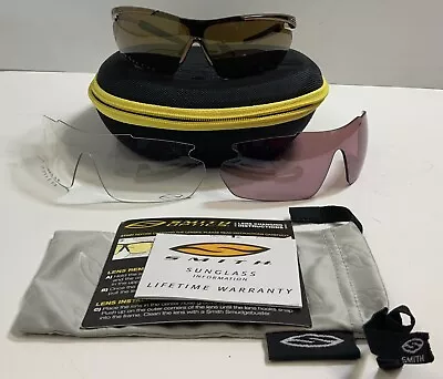 Smith V Ti TLT Optics Gold 3 Changeable Lenses With Case Sunglasses Shades • $99.99