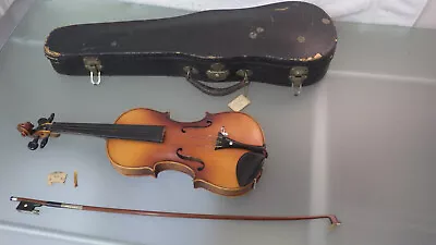 Vtg Violin W/ MOP Bow & Case Marked NICHIGEN Antonio Stradivarius 104 Japan • $47