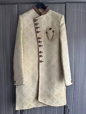 Men’s Beige & Maroon Sherwani - Size 40 (Medium) • £200