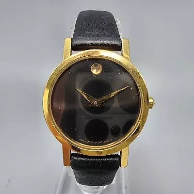 Movado Museum Watch Women 24mm Black Dial Gold Tone 87-A1-832 PARTS • $24.99