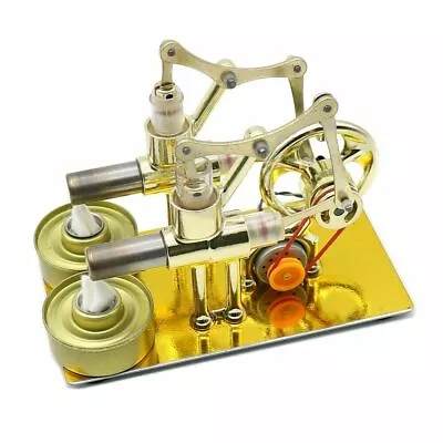 Generator Motor Steam Power Toy Double Cylinders Hot Air Stirling Engine Model • $53.76