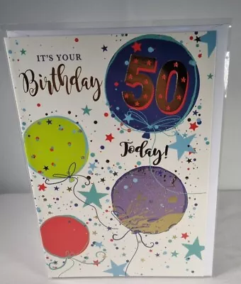 50 Today 50th Birthday Card Fifty For Male Mum Dad Uncle Auntie Sister Brother • £1.99