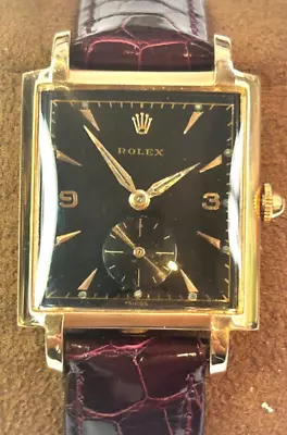 Fine Vintage Rare Gents Rolex Watch 18K Rose Gold Circa 1945 Prince Tank Shape • £6500