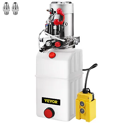 VEVOR 8L Double Acting Hydraulic Pump Power 12V Dump Trailer Reservoir Remote • $319.19