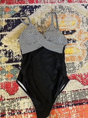 Black And White Stripe Maternity Swimsuit Bathing Suit Small One Piece • $12