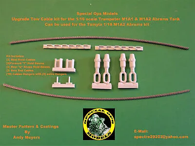 Special Ops 1:16 M1A1 & A2 Abrams Tank Tow Cable Sets For Trumpeter Or Tamiya • $25.95