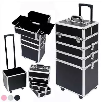 Pro Aluminum Rolling Makeup Jewelry Case Salon Cosmetic Organizer Trolley • $31.99