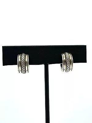 David Yurman 'Cable' 14K Gold Sterling Silver 12mm Hoop Earrings (No Backs) • $40