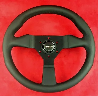 Genuine Momo Monte Carlo Black Stitch Black Leather 320mm Steering Wheel • $342.68