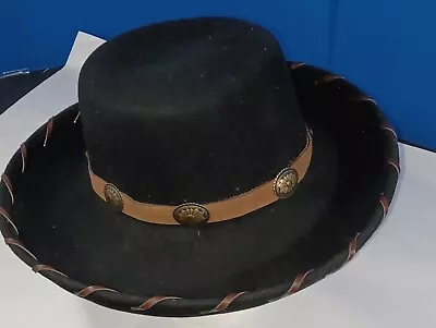 Vintage SCALA Wool Felt Western Cowboy Womens Hat Leather Band W/Conchos  • $23.50