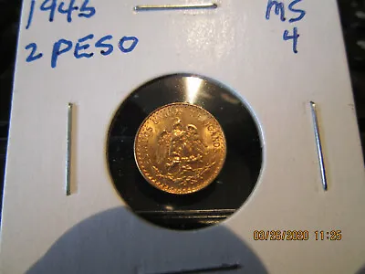 1945 Gold Mexican 2 Peso  Mint State +++++ • $210