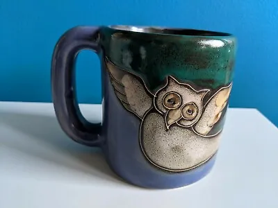 OWL & BUTTERFLY Design By MARA MUG MEXICO Large Heavy Duty Purple & Teal HTF • $24.99