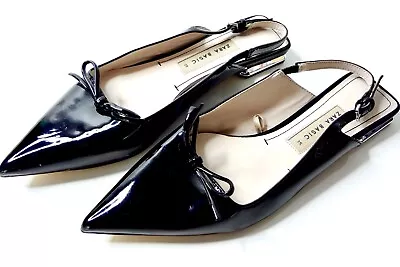 Zara Basic • Slingback Glossy Black Pointed Toe Women Shoe . Sz US 5 . NEW • $75