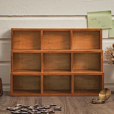 9 Cubes Wood Showcase Cabinet Desktop Storage Shelf Organizer Retro Display Unit • £13.94