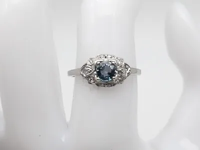 Antique 1920s $2400 .85ct Ceylon Blue Sapphire Diamond Platinum Ring • $650
