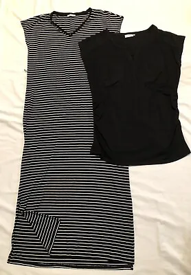 $15 • Buy Maternity Jeans West Top L & Maxi Dress M Black Sleeveless Stretch