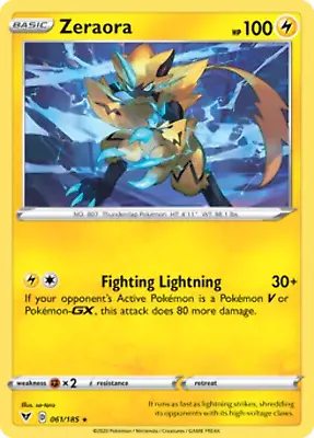 Zeraora 061/185 Vivid Voltage Holo Pokemon Card NM • $2.39