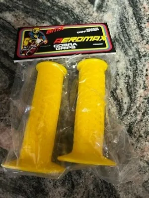 ! Old School Cobra F1 Bmx Bike Grips Yellow W/ Vintage Oakley Decal Fuan Shape • $35