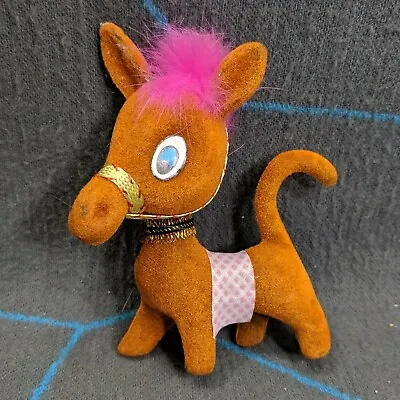 $9.95 • Buy Vintage Flocked Donkey Plastic Pink Fur Hair Figurine