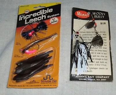 Vtg Mann's  WOOLY BULLY  Spinnerbait & INCREDIBLE LEECH SYSTEM Lures Lot Of 2 • $18.95