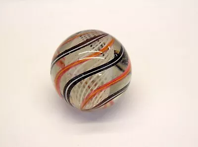 HUGE German Handmade Latticino Swirl Core Shooter Marble 1.92  Orange Brown • $299
