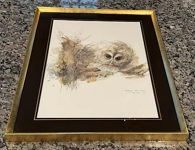 MCM Owl Signed Lithograph Framed & Matted By Danish Artist Mads Stage • $37.99