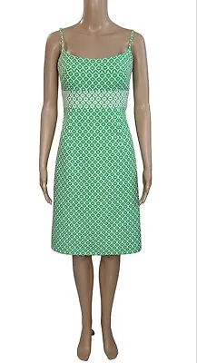 MILLY Green White Geometric Sleeveless A Line Dress Sz 6 • $39