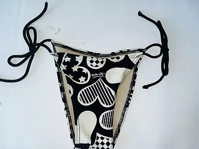 $24.99 • Buy Rosa Cha Bikini Swim Swimsuit Bottom Britto Heart Print Tie Side Sz L