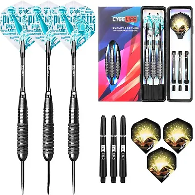 CyeeLife 22g Steel Tip Darts Set With Case Aluminum And PVC Shafts Extra Flights • $10.37