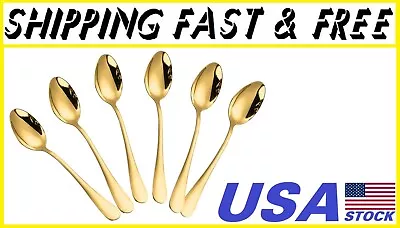 Demitasse Espresso SpoonsMini Coffee SpoonStainless Steel Small Spoons 6 Gold • $15.99