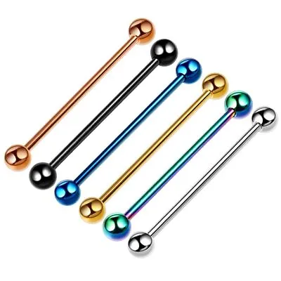 Industrial Barbell Earrings -Stainless Steel Piercing Long Bar Cartilage Jewelry • $10.23