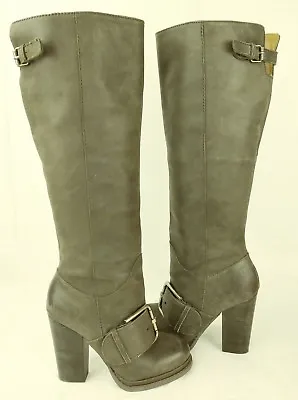 Nine West Vintage America THROWDOWN Wos Boots Tall US 5.5 M Gray Leather 2354 • $22.49