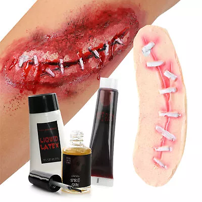 Sfx Scar Realistic Blood Wound Set Fancy Dress Halloween Latex Gum Blood • £4.99