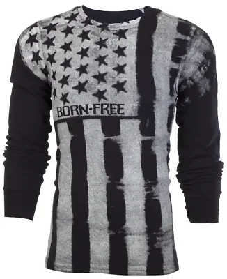 $25.95 • Buy ARCHAIC By AFFLICTION Men's Long Sleeve THERMAL Shirt UPRISING ROW Biker Black