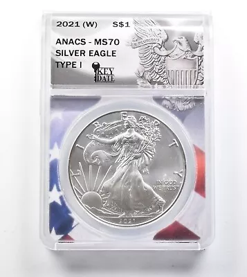 MS70 2021-(W) American Silver Eagle - Type 1 - Key Date - Graded ANACS *768 • $38