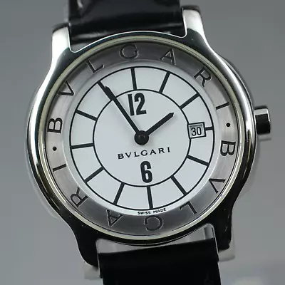 Near MINT BVLGARI Solotempo ST29S Women's Quartz Watch White Dial Used In JAPAN • $841.12