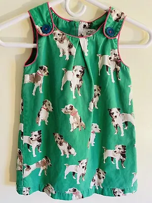 Girls Mini Boden Dress Jumper Size 4-5 Years Fully Lined Green With Pink Details • $22