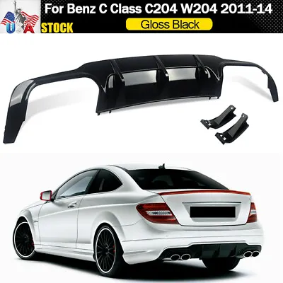 For Mercedes C Class C204 W204 Sedan C300 Rear Diffuser Quad Gloss Black 2011-15 • $162.44