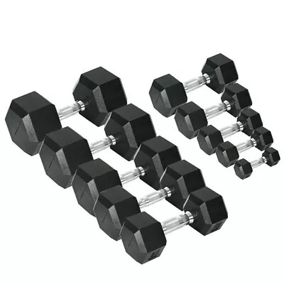 1KG-40KG Rubber Hex Dumbbell Fitness Home Gym Exercise Strength Weight  • $41