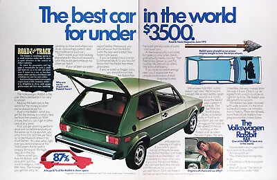 1976 VOLKSWAGEN VW RABBIT Lot Of (2) Genuine Vintage Ads ~ Best Car Under $3500 • $19.99