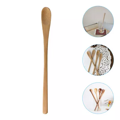  10 Pcs Bamboo Spoon Handle Dessert Coffee Spoons Teaspoons Puppet • £6.31